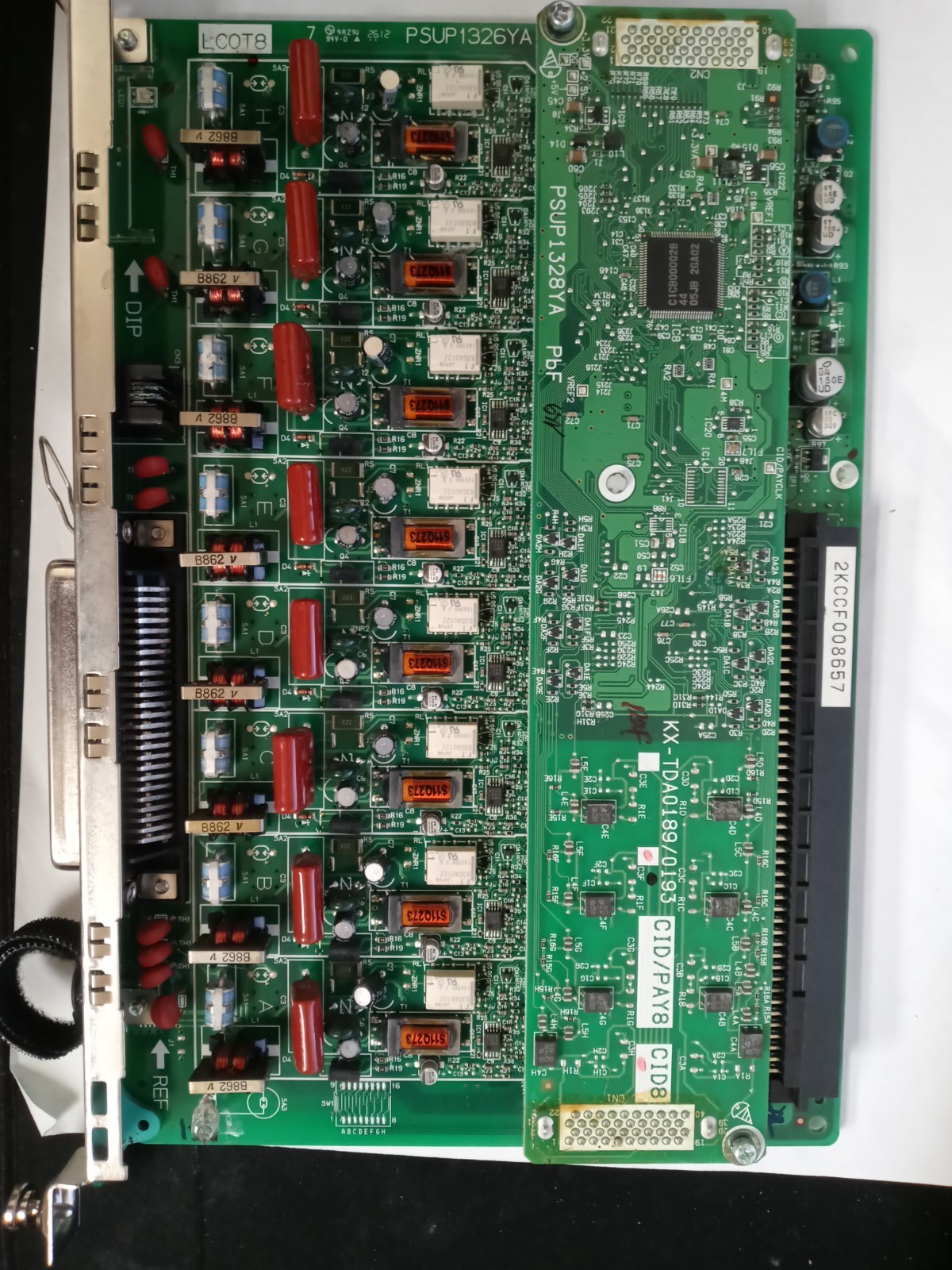 Panasonic KX-TDA0180 LCOT8 8-Port Analog Trunk Card w/ KX-TDA0189 CID8 Card