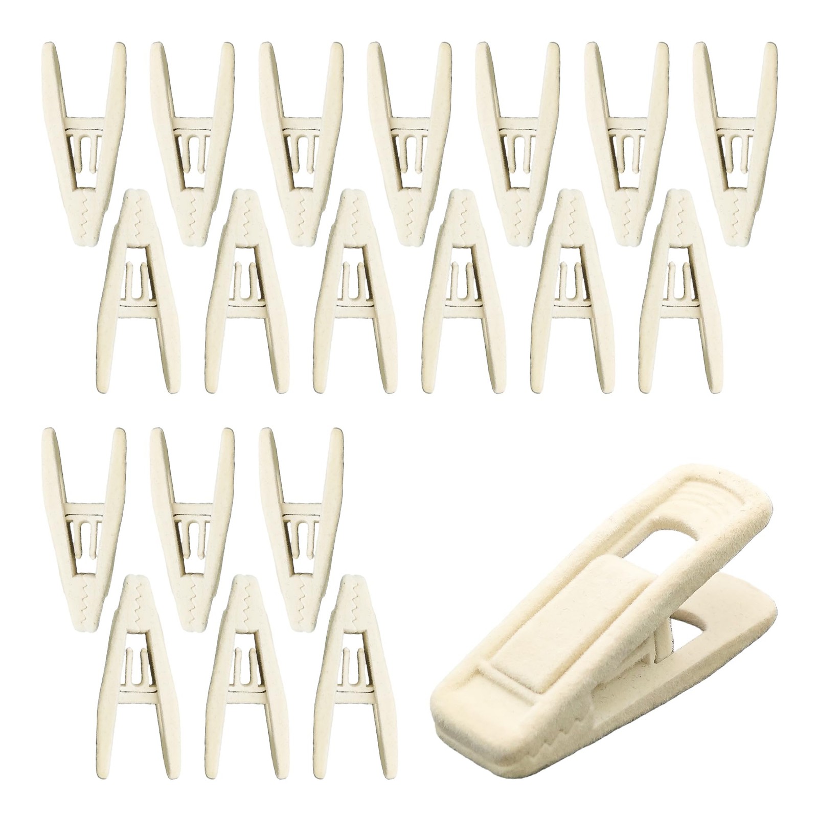 20 PCS Velvet Hanger Clips Ivory Non-Slip Strong Finger Pants Clothes Pins