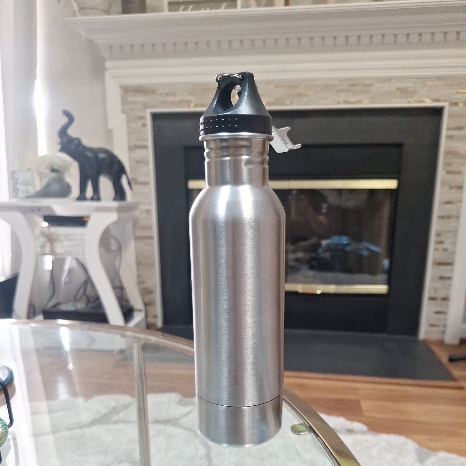 Silver Water Bottle Secret Compartment *Stainless Steel* Discreet Storage