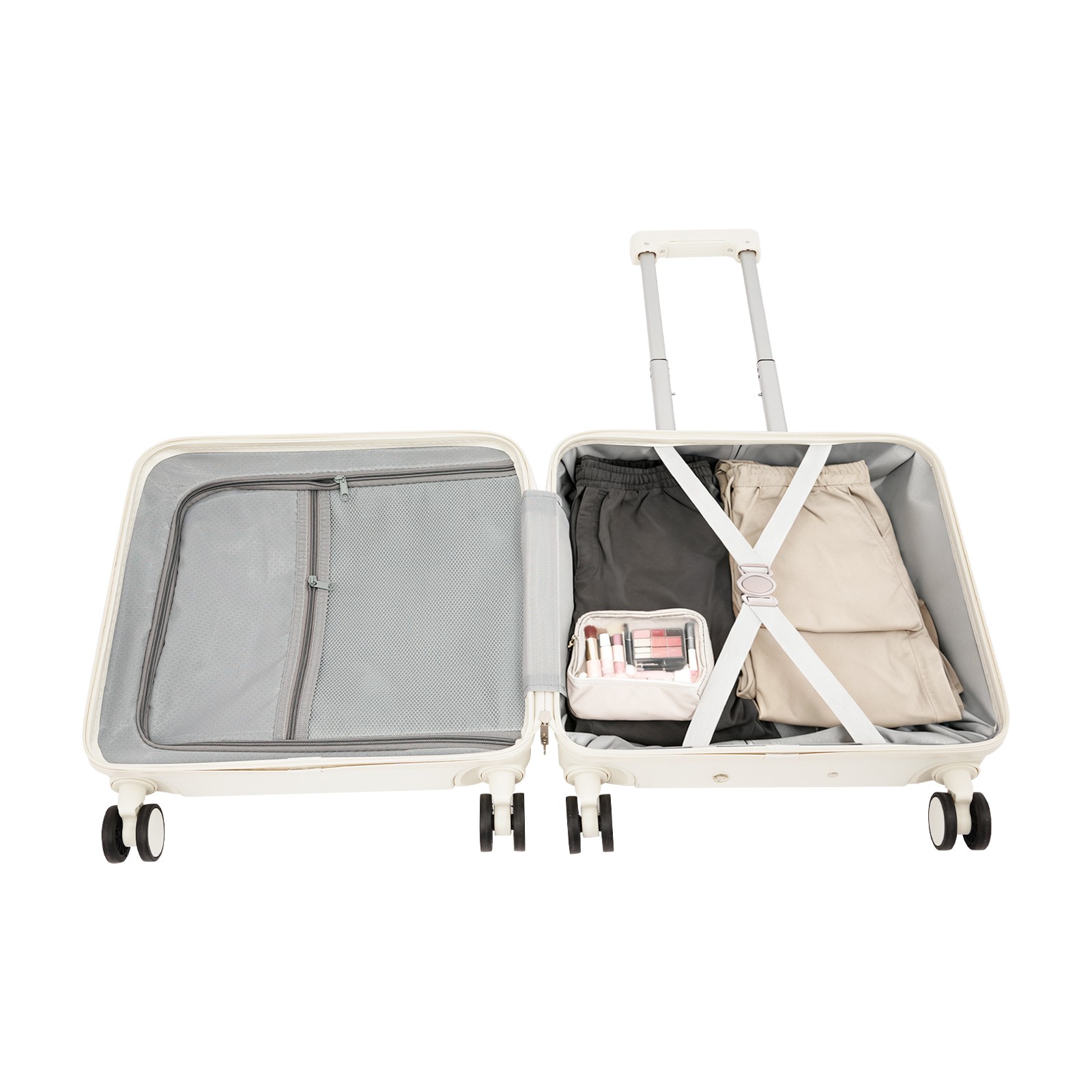 18" Boarding Suitcase, Suitcase with Front Compartment, Travel Luggage Suitcase