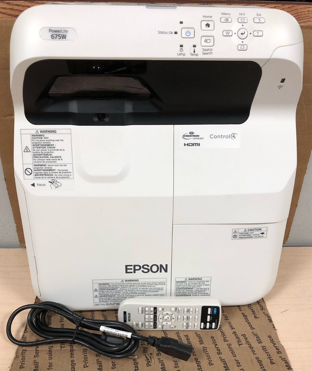 Epson PowerLite Projector 675W  1,484  HOURS 32 ECO   W/REMOTE & POWER CORD