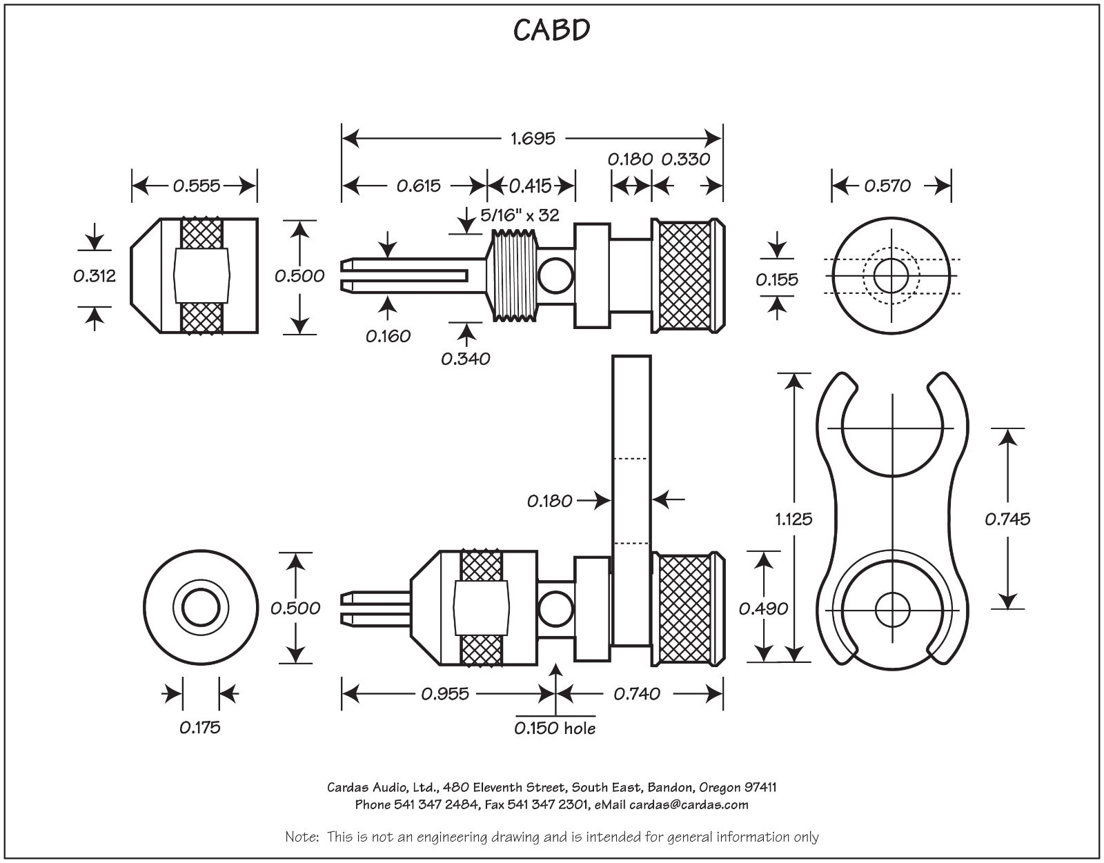 CARDAS AUDIO - CABD Double Banana Plug Speaker Connector, 1 Piece double plug