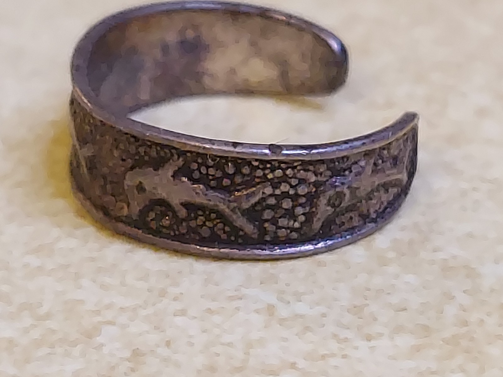 Vintage Sterling Silver 925 Dolphin Small Toe Ring Adjustable