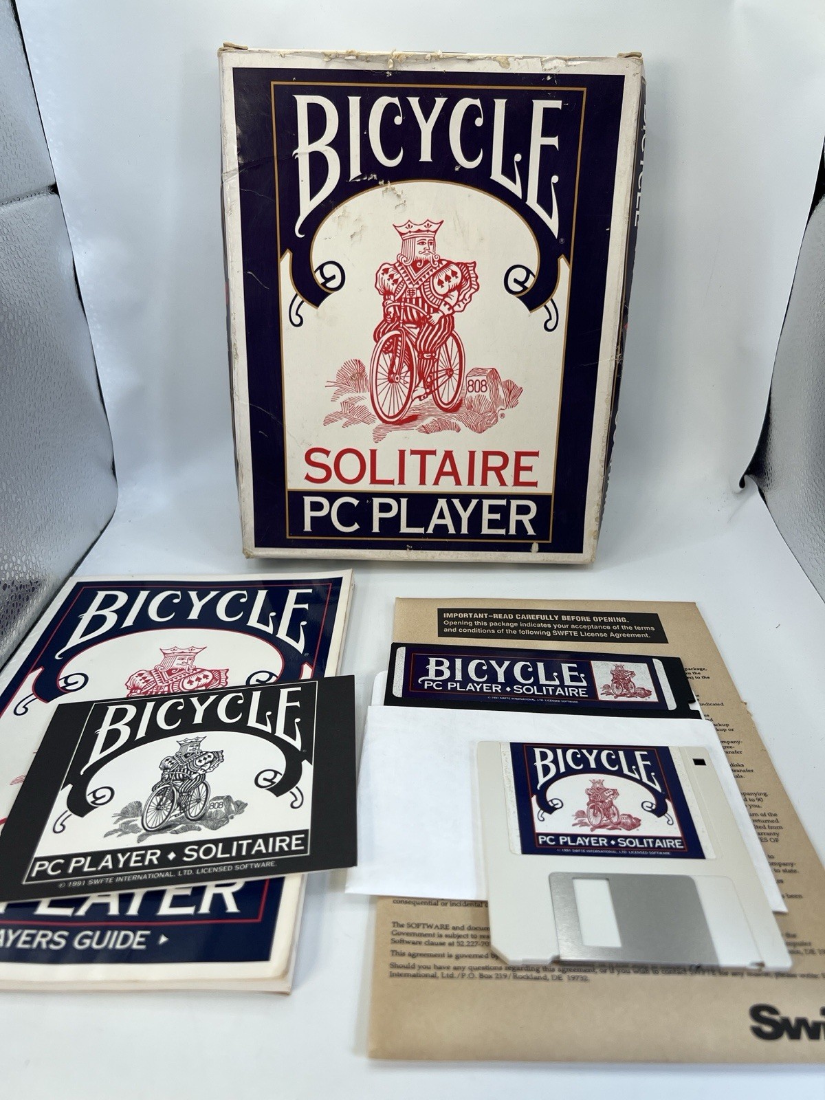 Bicycle Solitaire PC Player 5.25 & 3.5 Floppy Disks Complete Big Box DOS Game