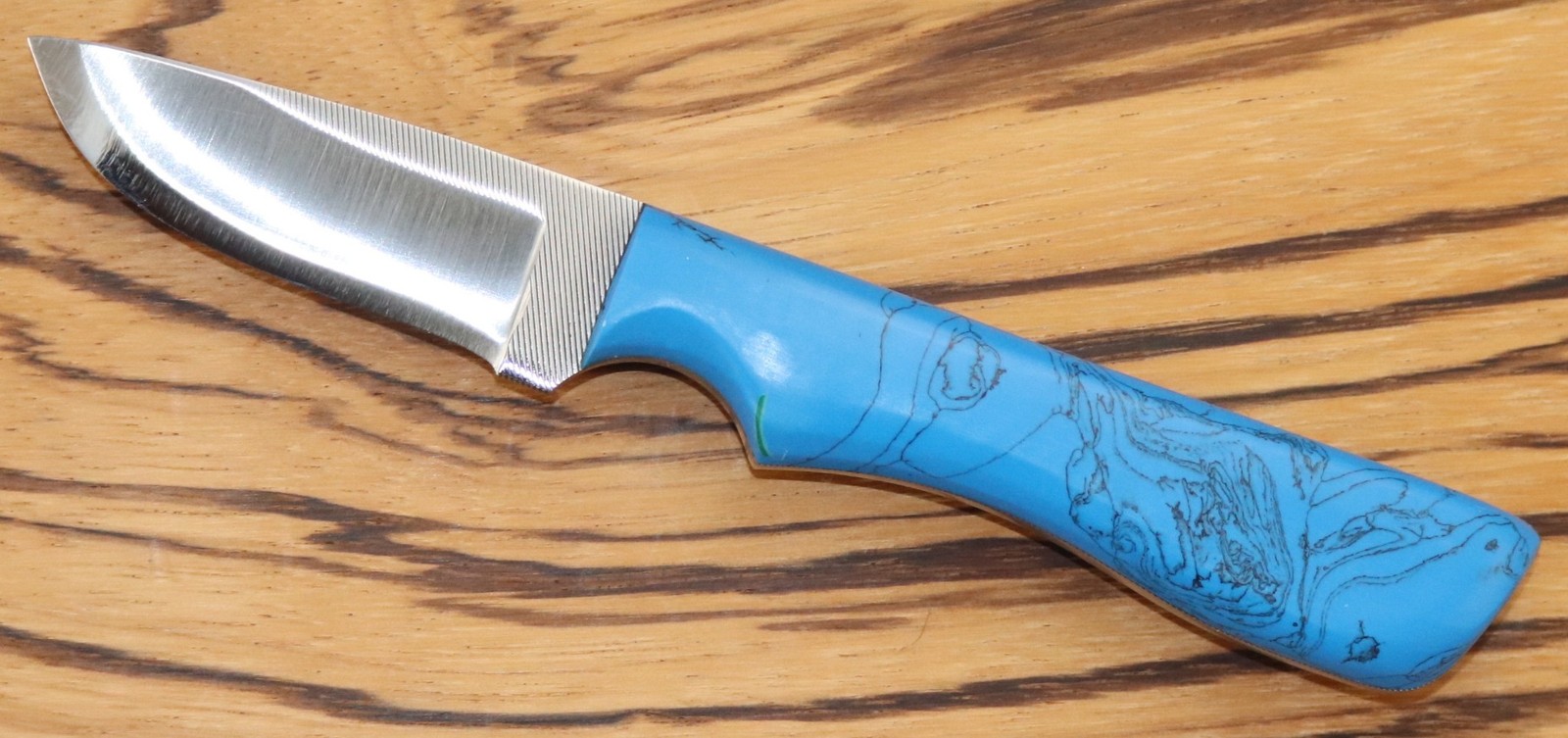 Anza Hand Made Fixed Blade Hi Carbon Steel Reconstituted Turquoise Handle U.S.A.