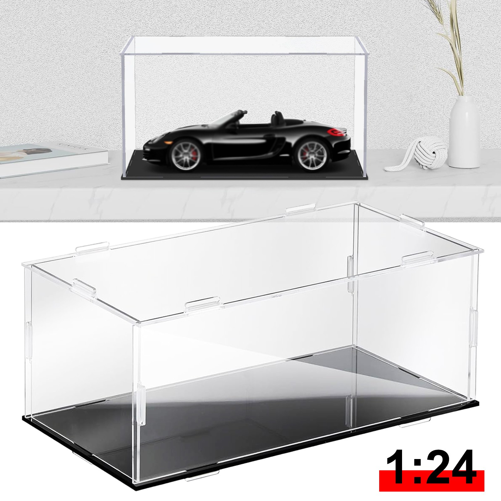 Large Acrylic Display Case Box Collectibles Diecast 1/24 Dustproof for Figures
