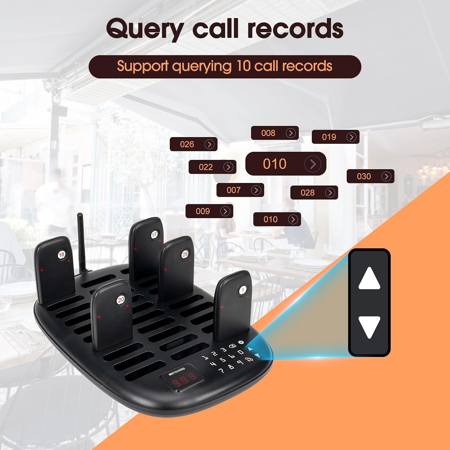 Wireless Restaurant Buzzer System with 30 Pagers - Custom Alerts & Long Range