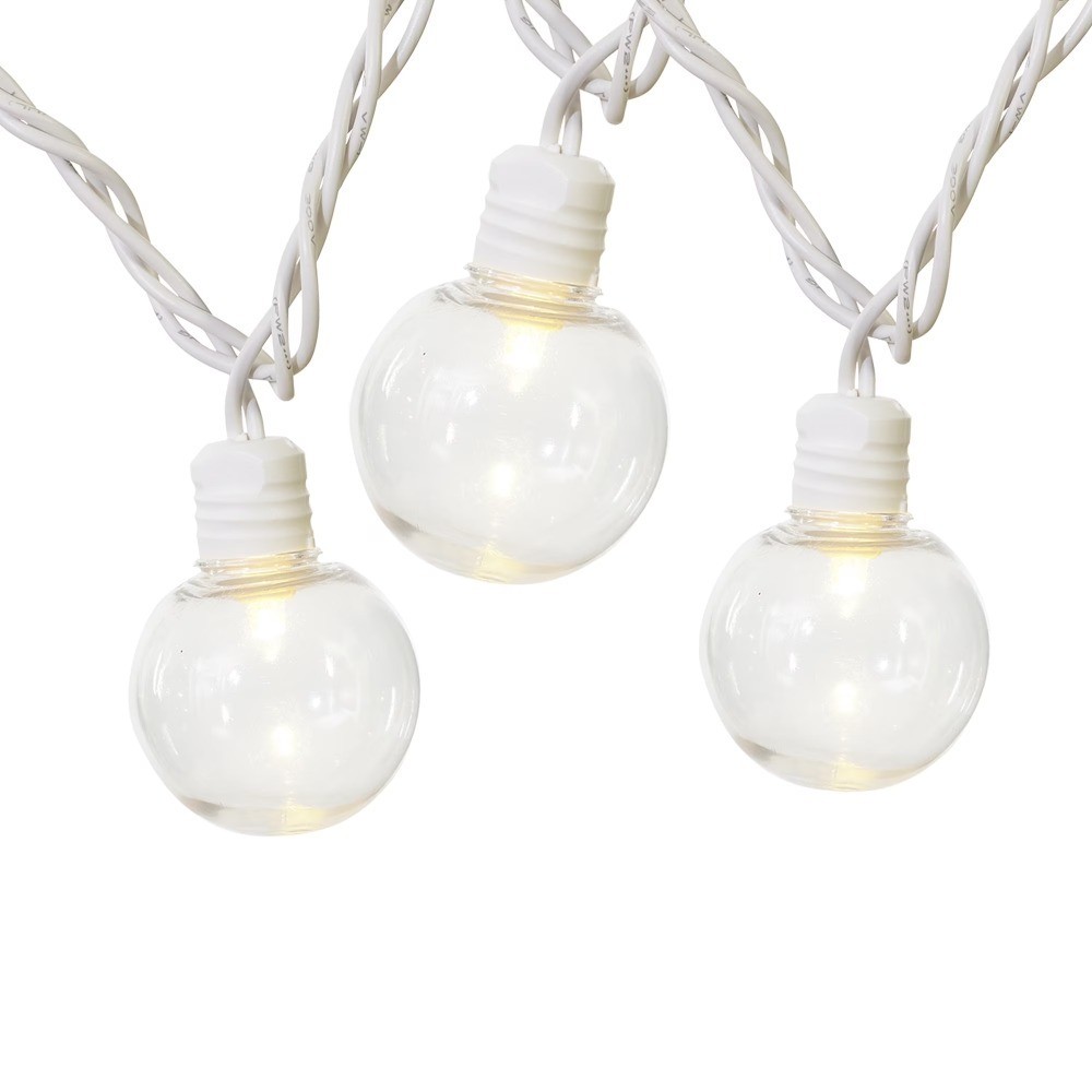 Warm White LED G40 Globe Light Bulbs 20 Pack Indoor Outdoor Use with White Wire
