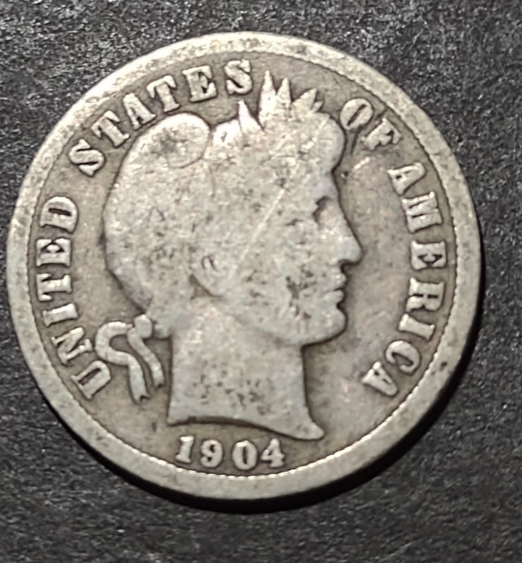 1904-S Silver Barber Dime Coin