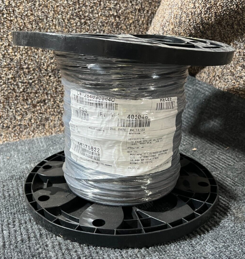 Respooled Processed Wire LW12B4090004C 12 Gauge 150C 600V Black 500 ft 66175822
