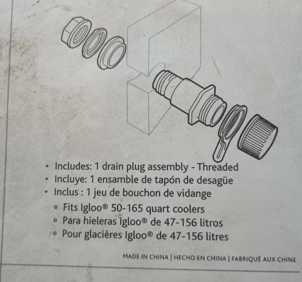 Igloo Replacement Threaded Drain Plug 50-165 qt quart cooler