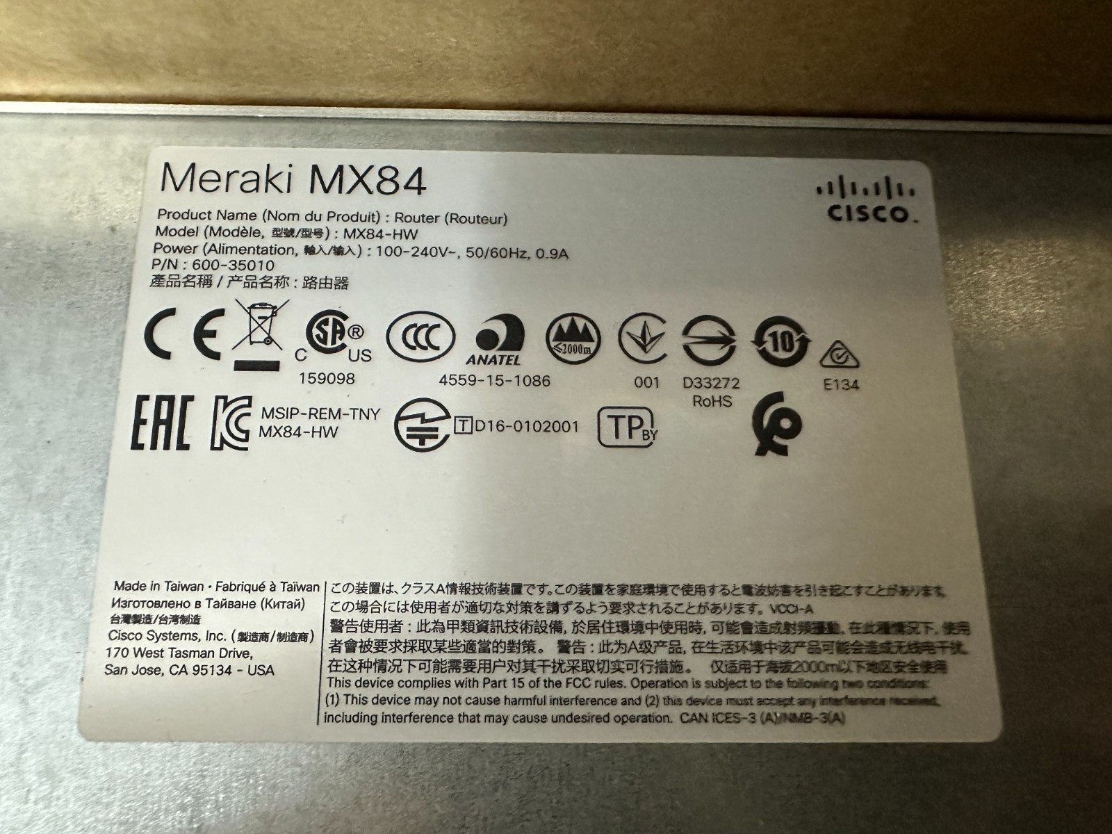 Cisco Meraki MX84 Cloud Managed Security Appliance - Unclaim - NEW
