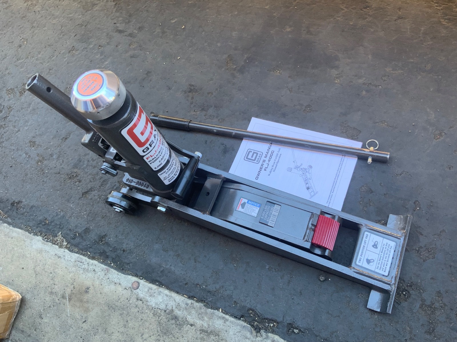 GRAY FLJ-400C Forklift Jack,4 tons,2-1/4 In. H 11N145 (S2flr)