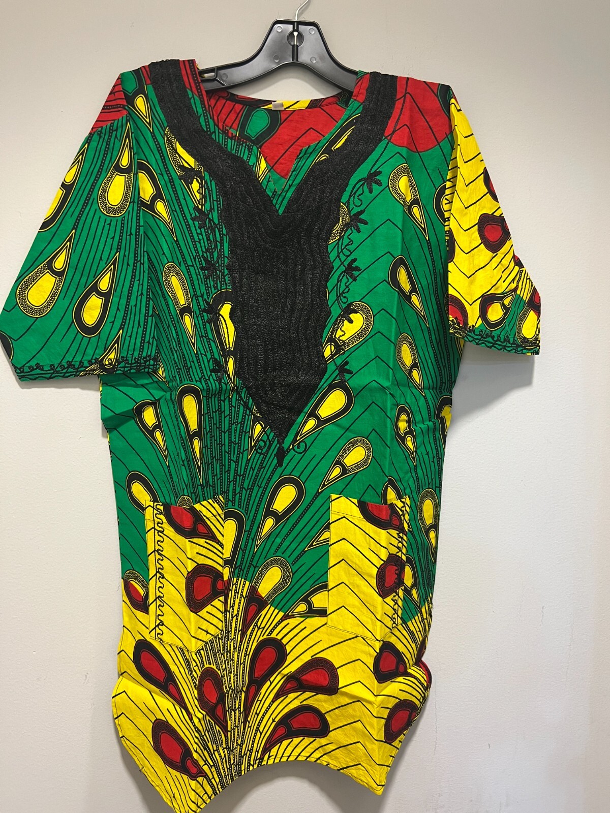 African clothing for men-Dashiki M-5X Green red