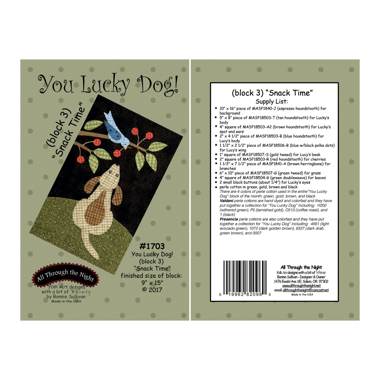 You Lucky Dog! Woolies Applique COMPLETE Quilt Pattern Set of 11 (NOT KIT)