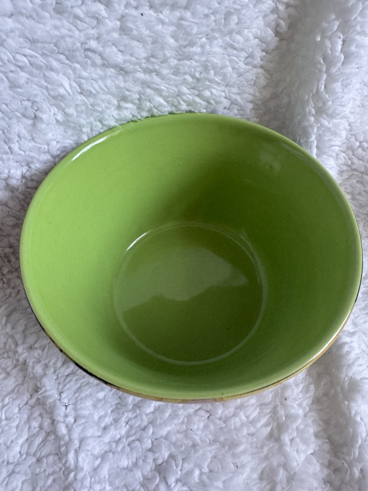 Disney Tinkerbell Peter Pan Ceramic Bowl Green Black Yellow Breakfast Cute