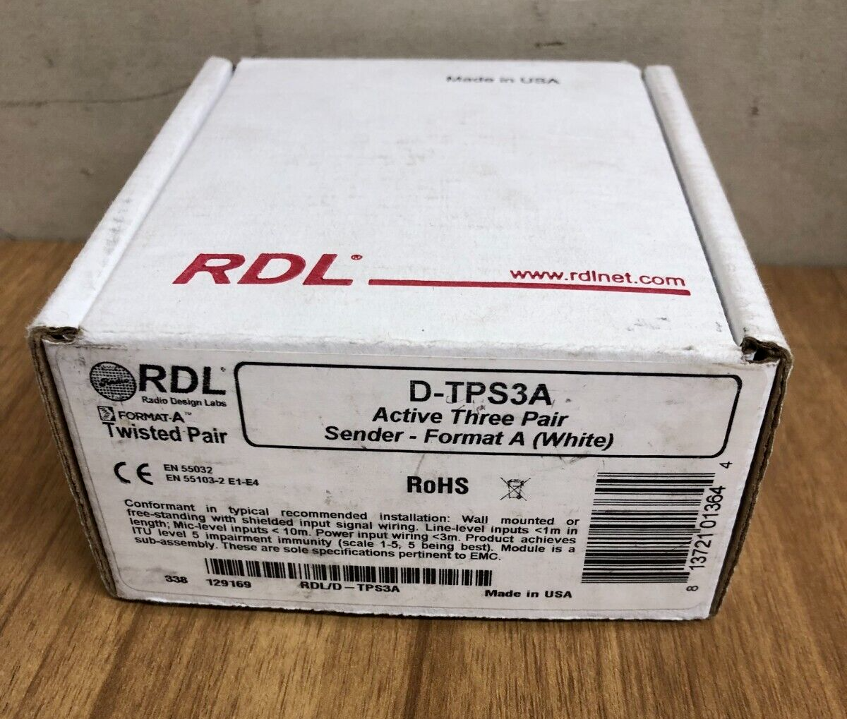 RDL D-TPS3A Active Three-Pair Sender - Twisted Pair Format-A - XLR microphone &