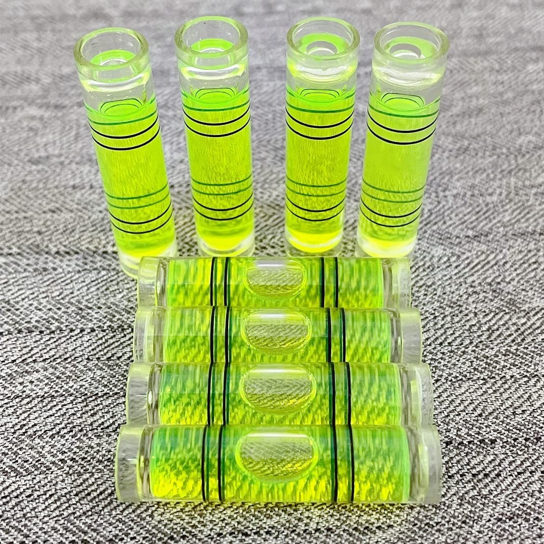 8 Pieces Mini Cylindrical Level Small Horizontal Bubble Levels 9.5x40mm Bubbl...
