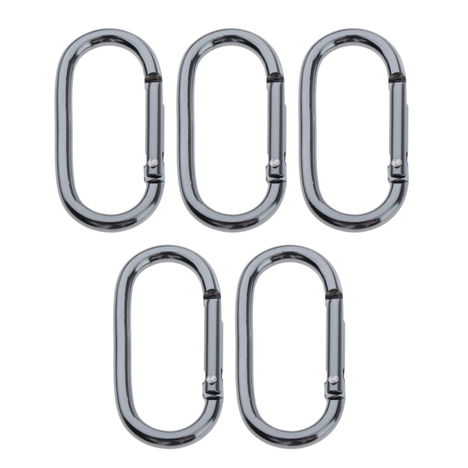 5PCS Aluminum Carabiner Oval D  Key Chain Clip Snap Hook Camping