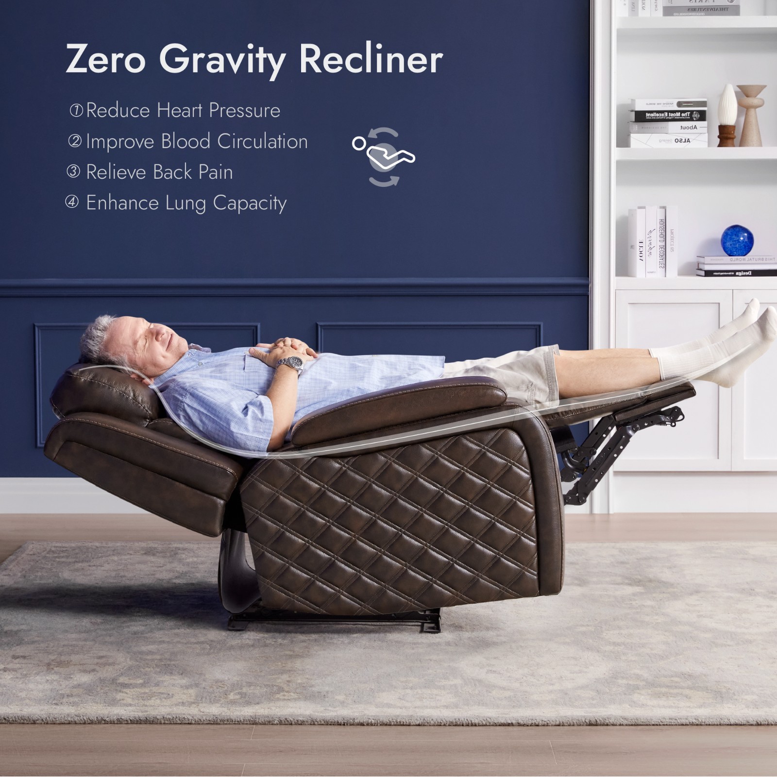CHITA Genuine Leather Power Recliner Chairs, Zero Gravity Recliner w/ Headrest