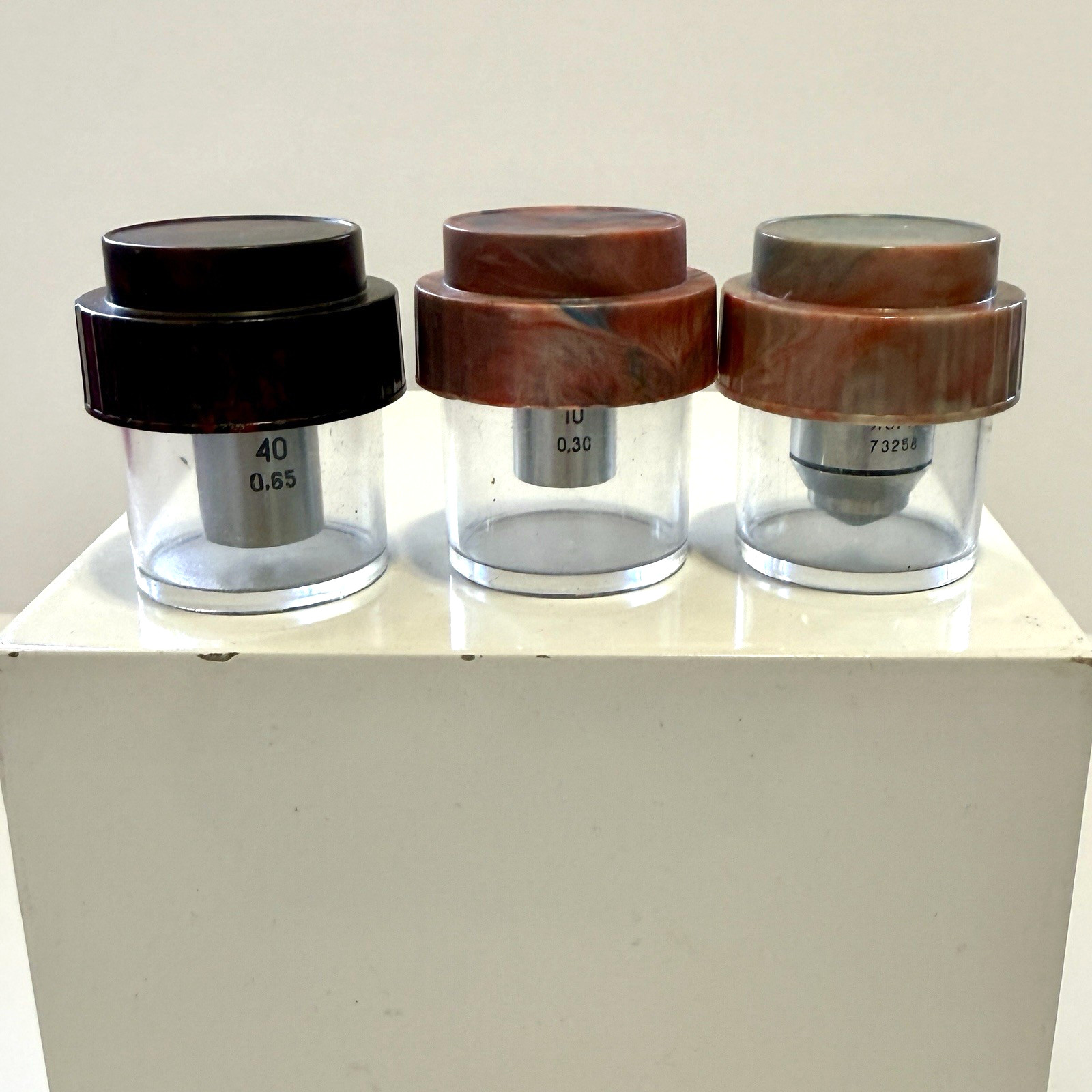 LOMO Fluorite Microscope Objective Lenses - 3pc Set 10x / 40x / 90x