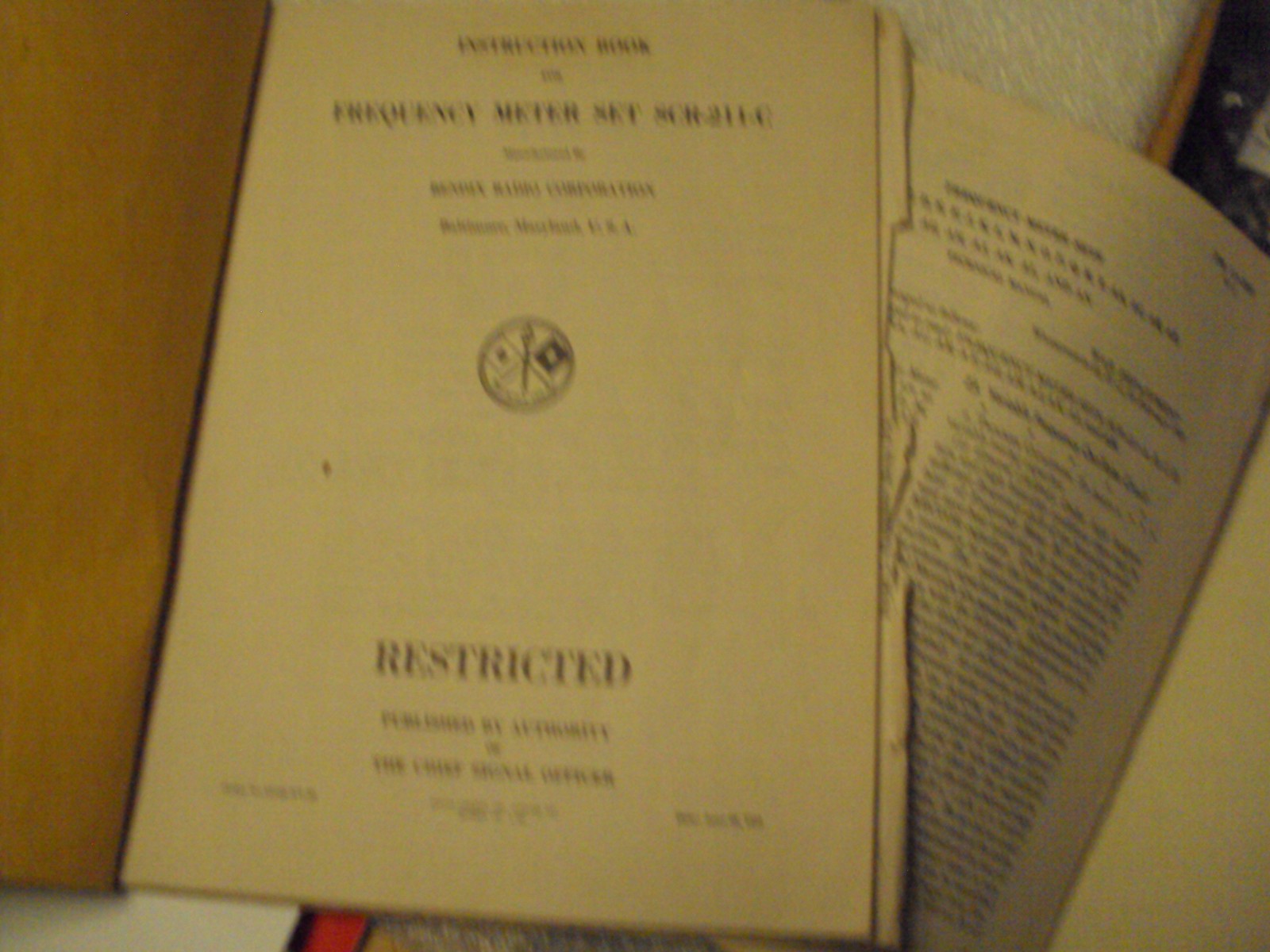 Frequency Meter Set SCR-211-C Instruction Book; June 23, 1939