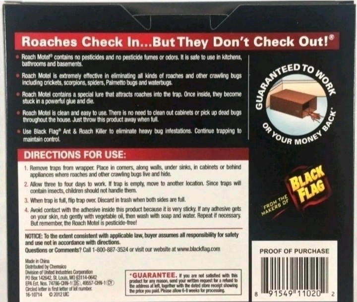 12 Black Flag Roach Motel Cockroach Bug Killer bait Glue Trap