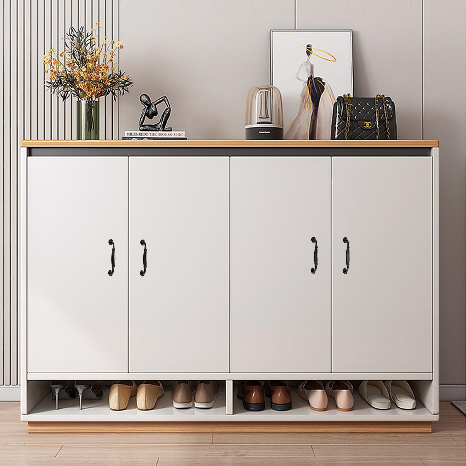 Drawer Handles, 10pcs Hardware Pull Handle Kitchen Cabinet Handles, Matte Bla...