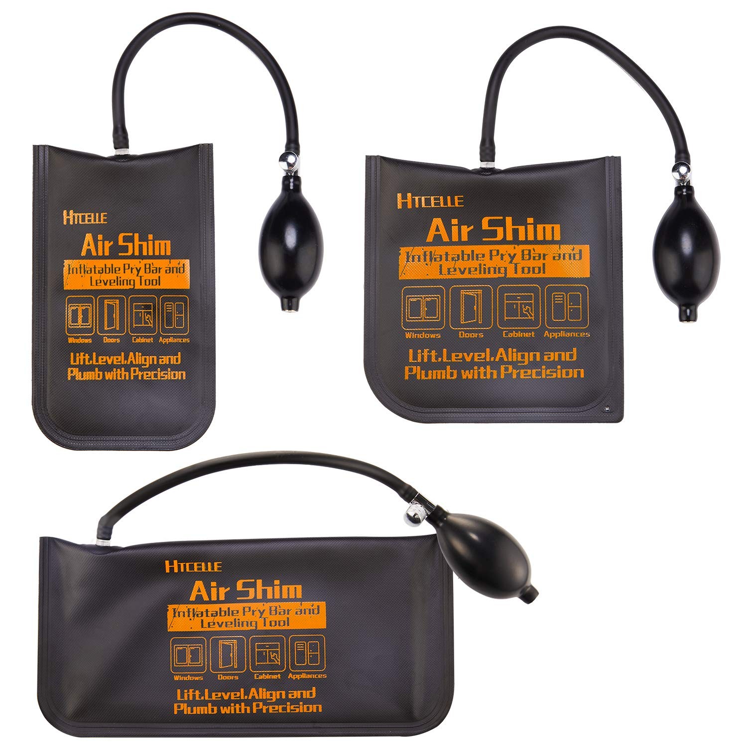 Commercial Grade Air Wedge Bag Pump Leveling Kit - 3 Piece Set (Small, Medium, L