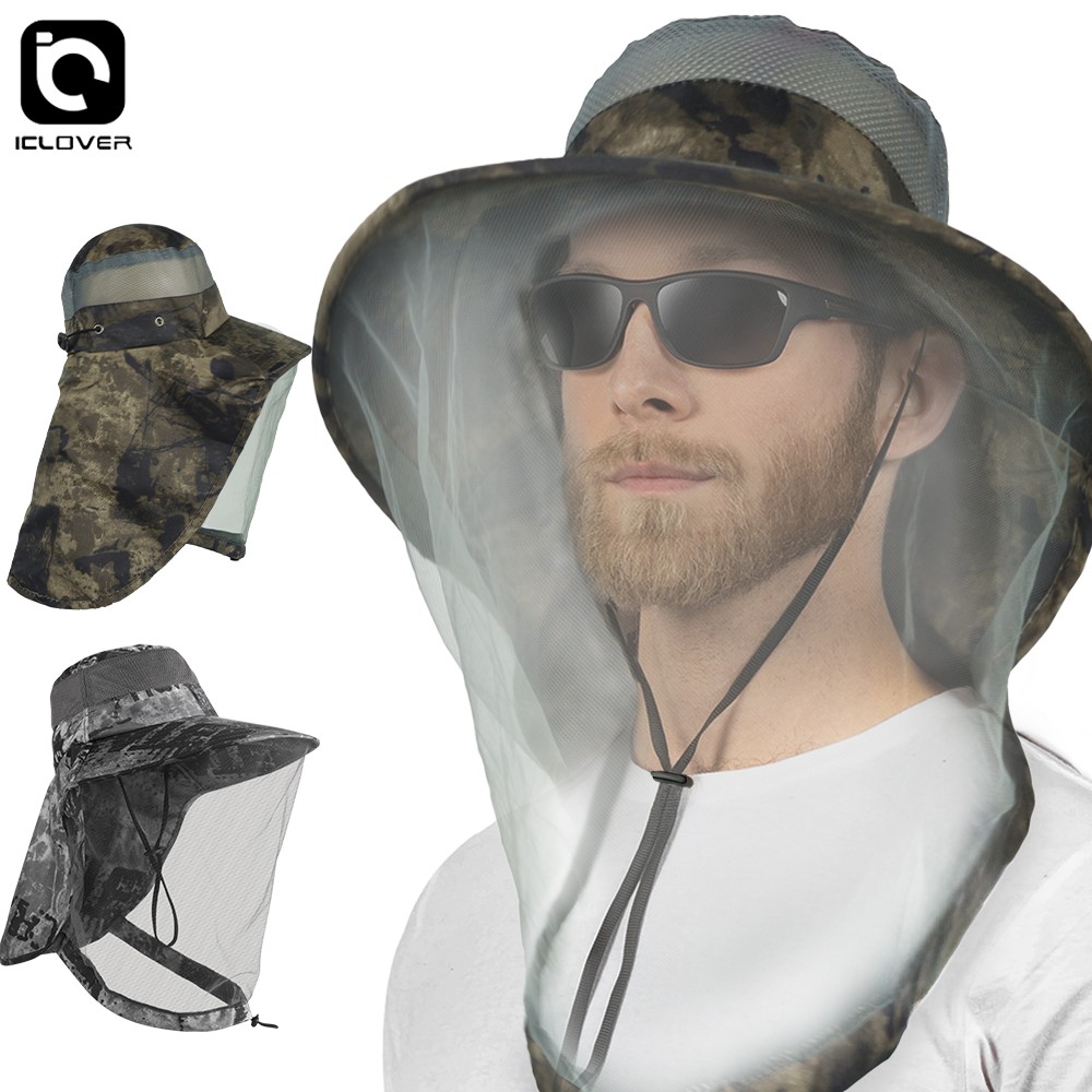 Mosquito Head Net Hat with Neck Flap Wide Brim Outdoor Hiking Gardening Fishing