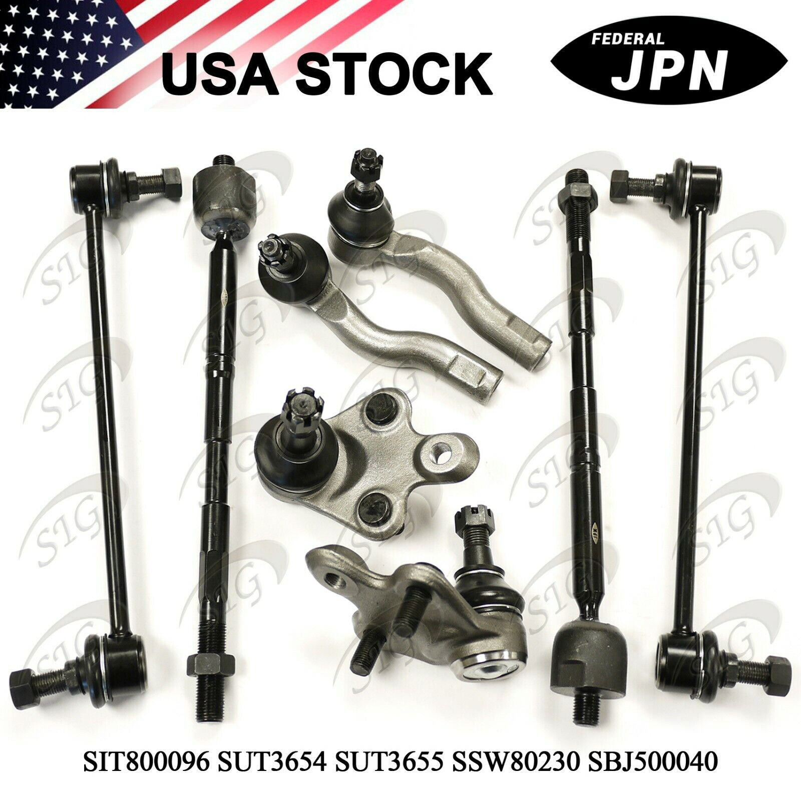 For 2005 - 2010 Scion tC Front Ball Joint Inner & Outer Tie Rod Sway Bar 8PC Kit