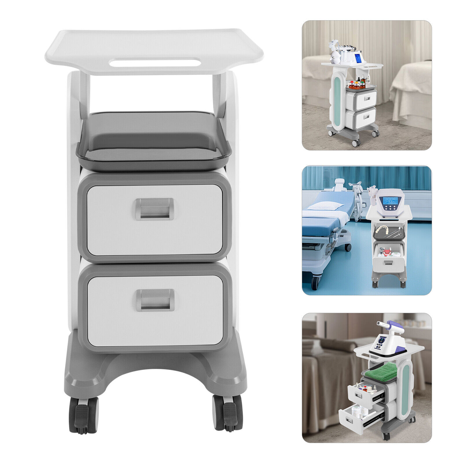 Dental Cabinet Mobile Cart 2 Drawers Stainless Steel Storage Cabinet with wheels
