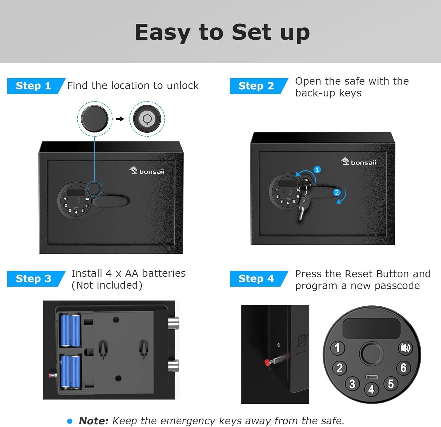 Safe, 0.6 Cubic Safe Box with Electronic Keypad, Removable Shelf, for Valuabl...