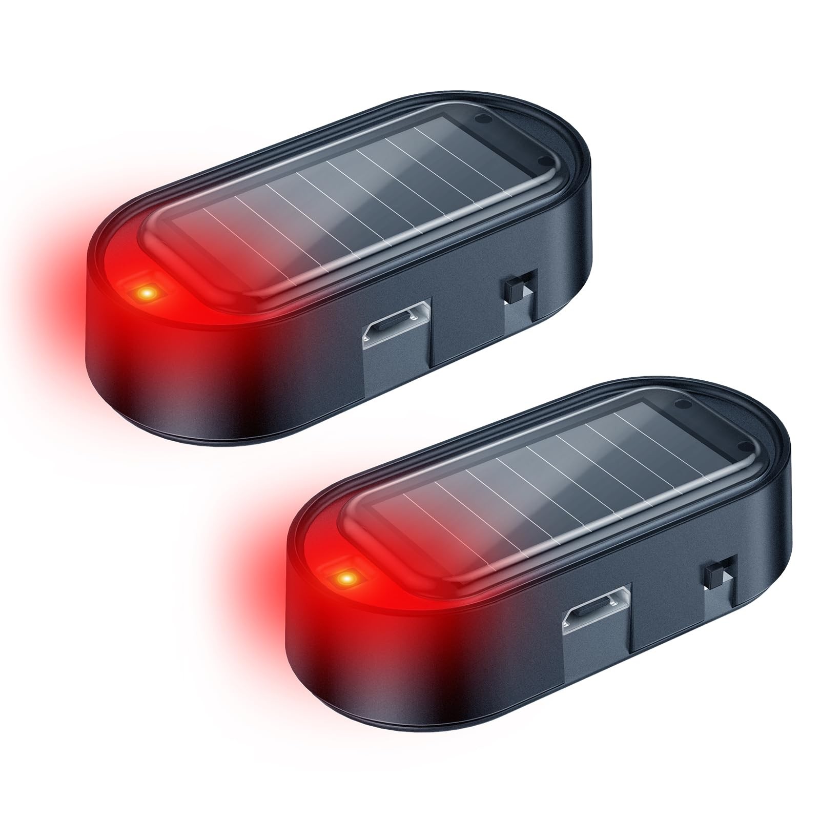 ELECTOP Car Solar Power Simulated Dummy Alarm, Anti-Theft LED 2pcs, red_2pcs