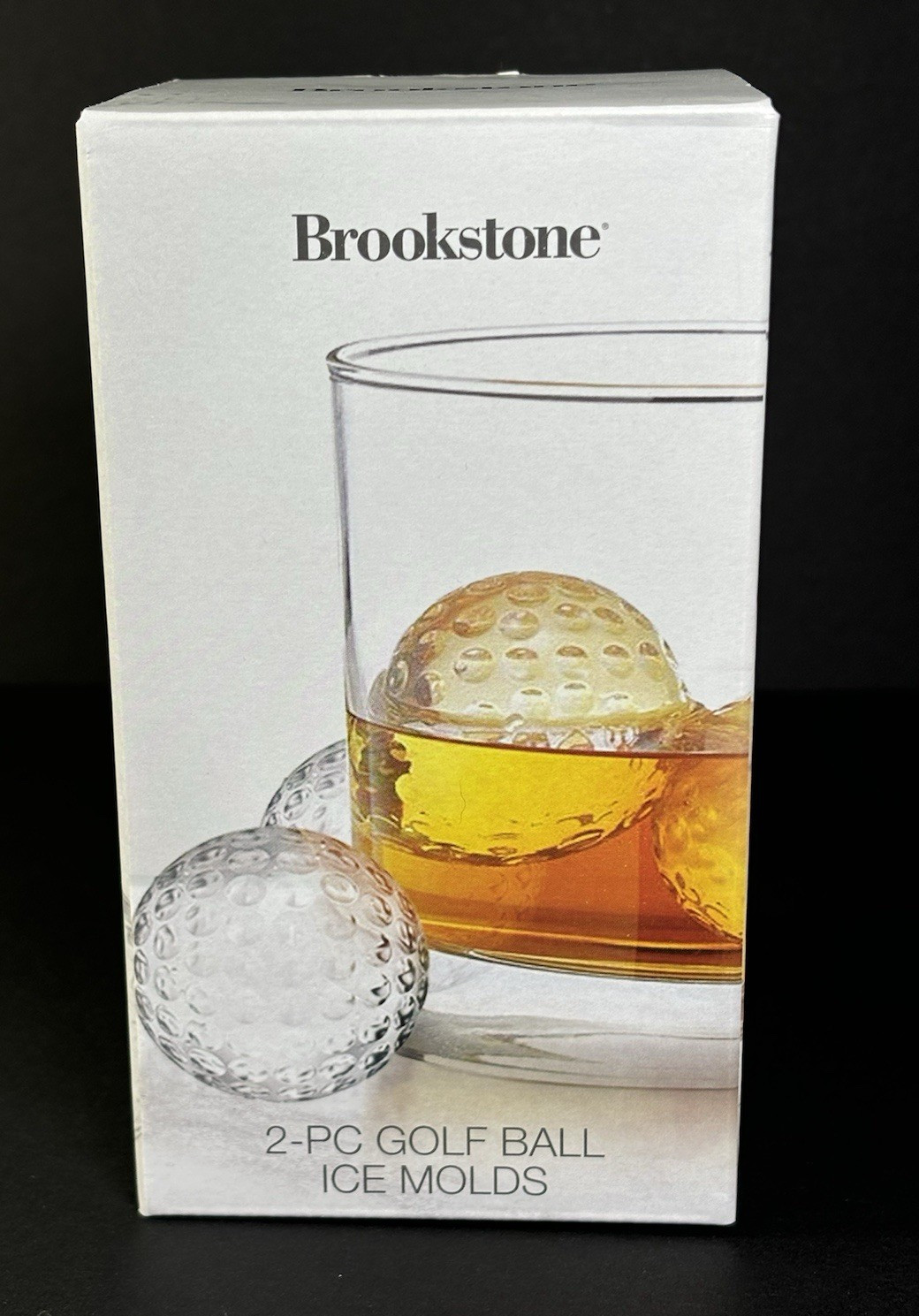 Brookstone 2 Piece Golf Ball Ice Molds Whiskey Scotch Bourbon In Box Golf Gift
