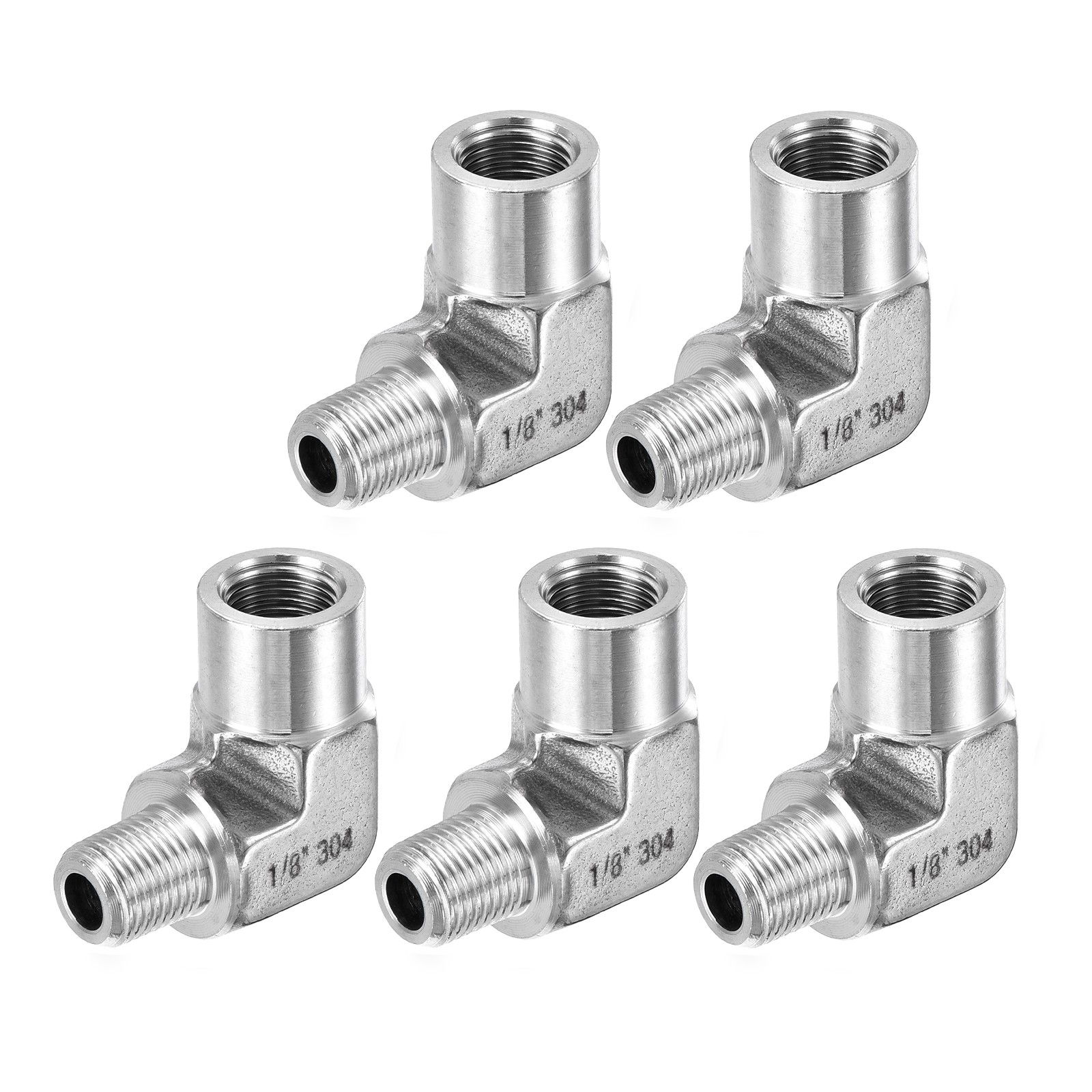 5Pcs G1/8 Inch Male Female 90 Degree Barstock Street Elbow, 304 Stainless Steel