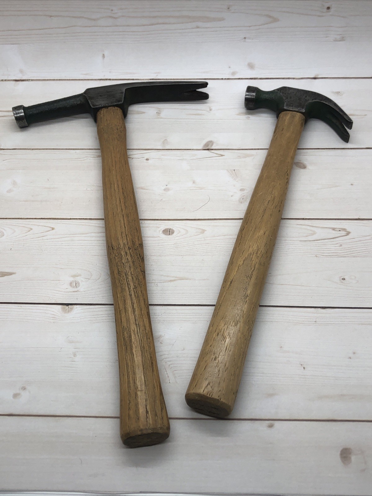 2 Vintage Small Hammers Claw Tack Upholstery Finish Wooden Handle Lot Of 2