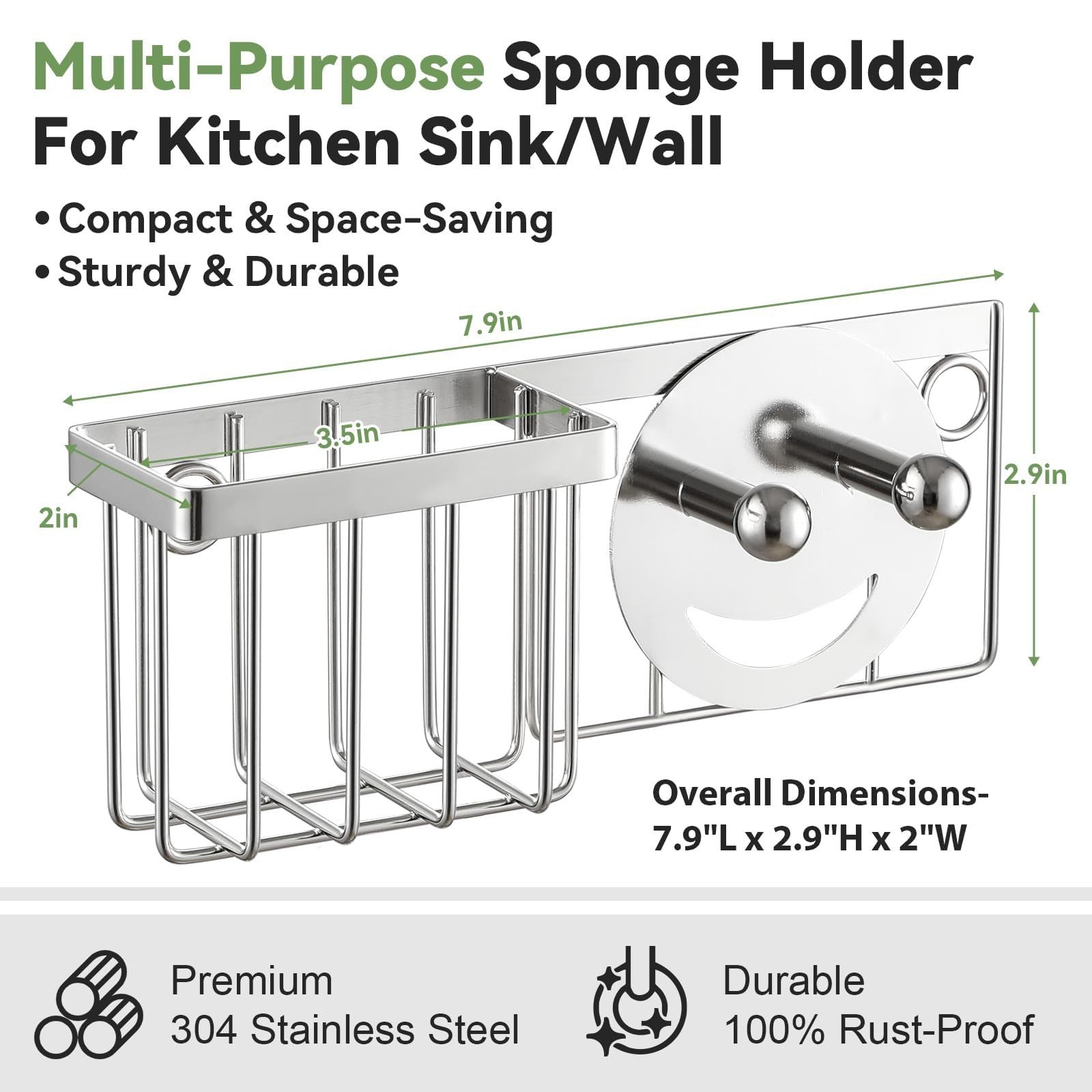 [Space Saving] Sponge Holder for Kitchen Sink, Great for Scrub Daddy / Scrub ...