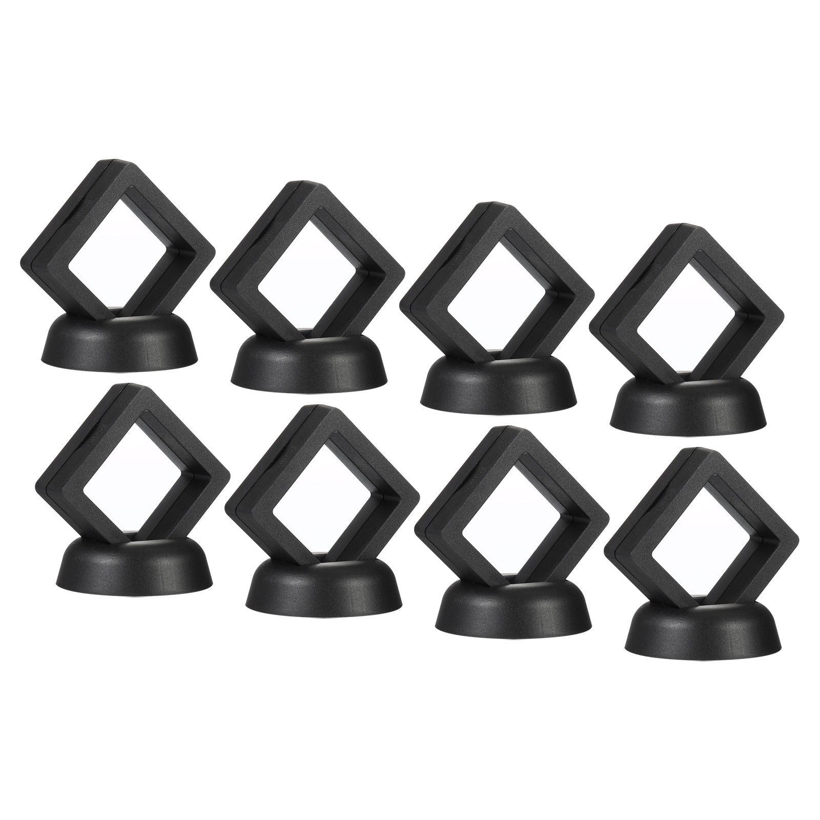 3D Floating Display Frame Coin Jewelry Case with Base 2"x2" Black 8pcs