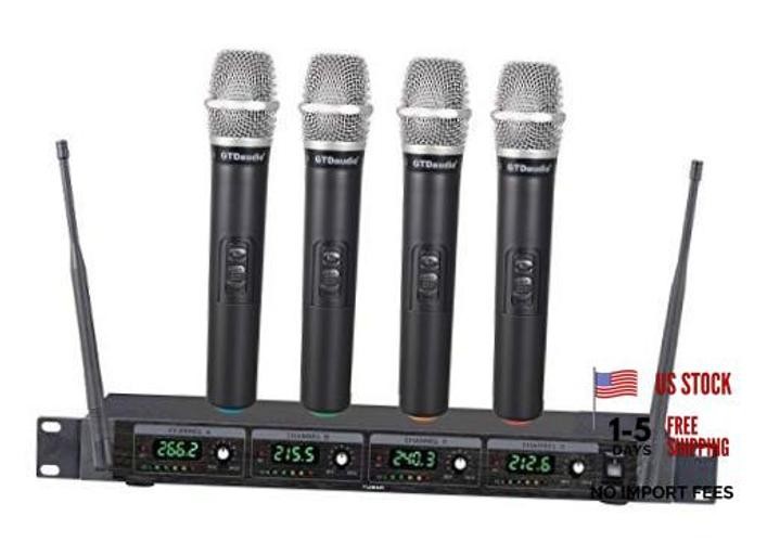 GTD Audio 4 Handheld Wireless Microphone Cordless mics System, Ideal for