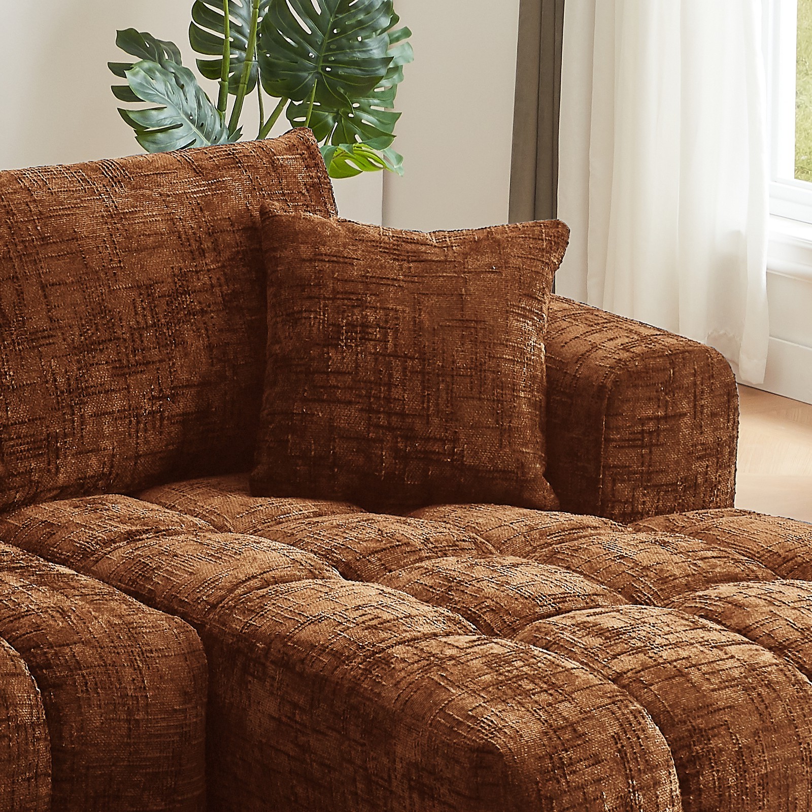 Chenille L-Shape Luxury Sectional Oversized Sofa,Mnimalist Design,Comfy Sleeper