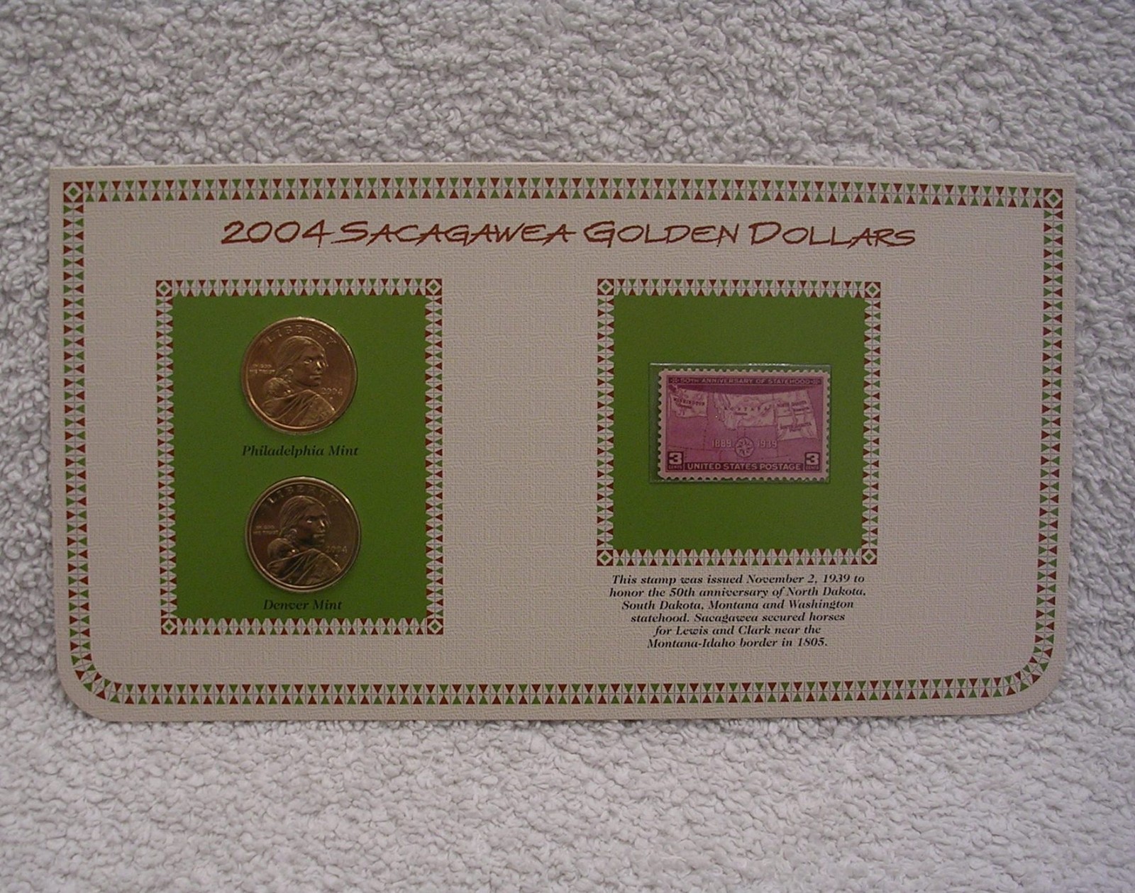 2004 Sacagawea Dollars Coin & Stamp Commemorative Panel - P & D Mints