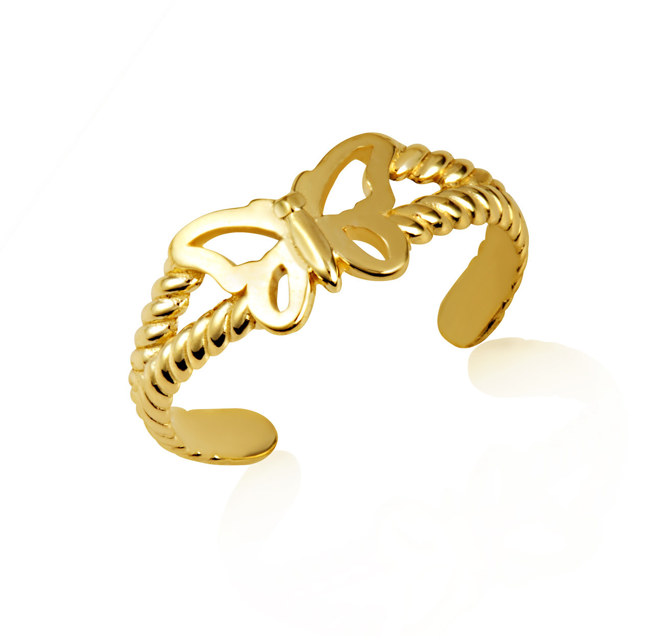 Gold Butterfly Rope Toe Ring (Available in Yellow/Rose/White Gold)