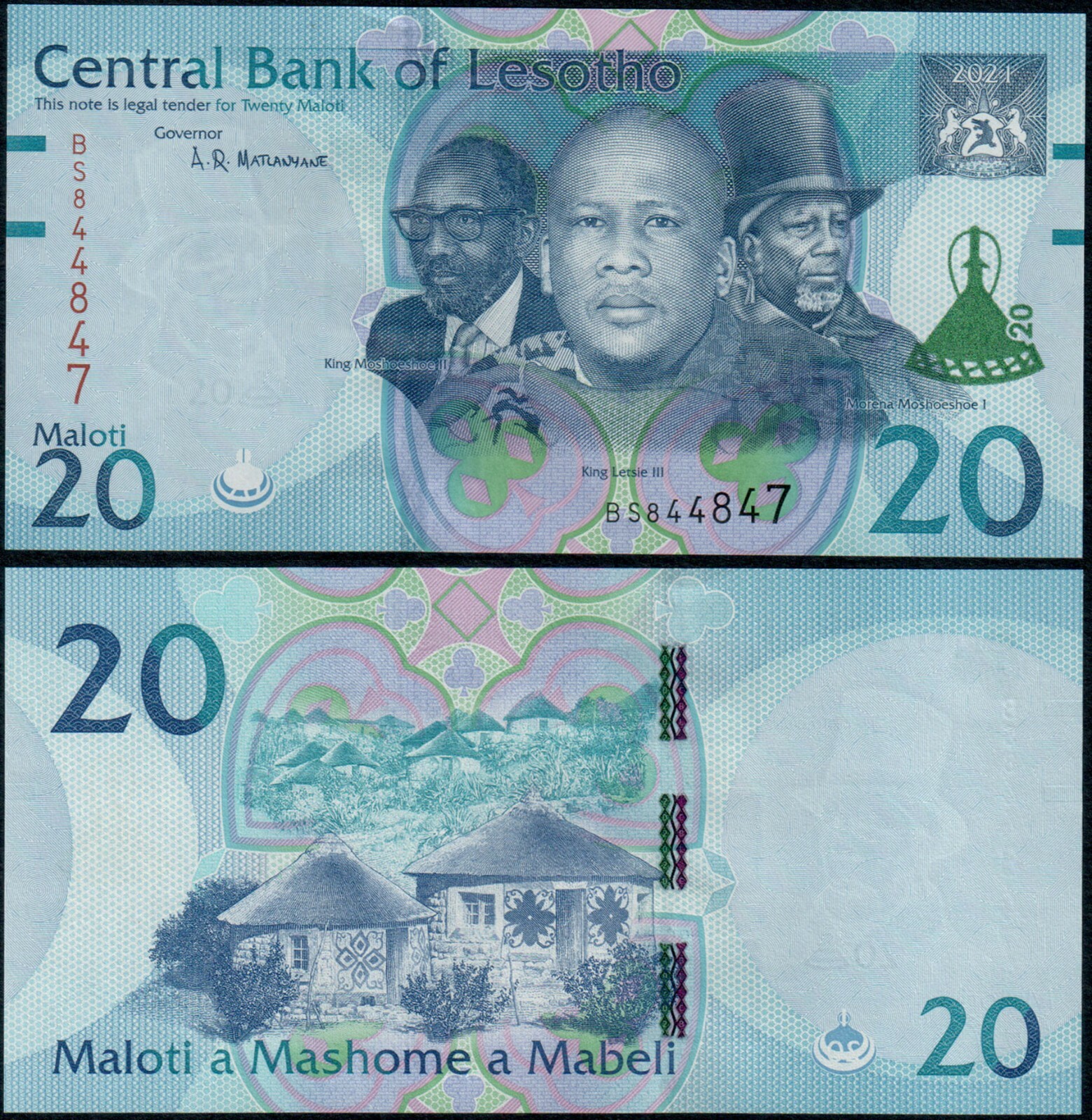 LESOTHO 20 MALOTI (P NEW) 2021 UNC