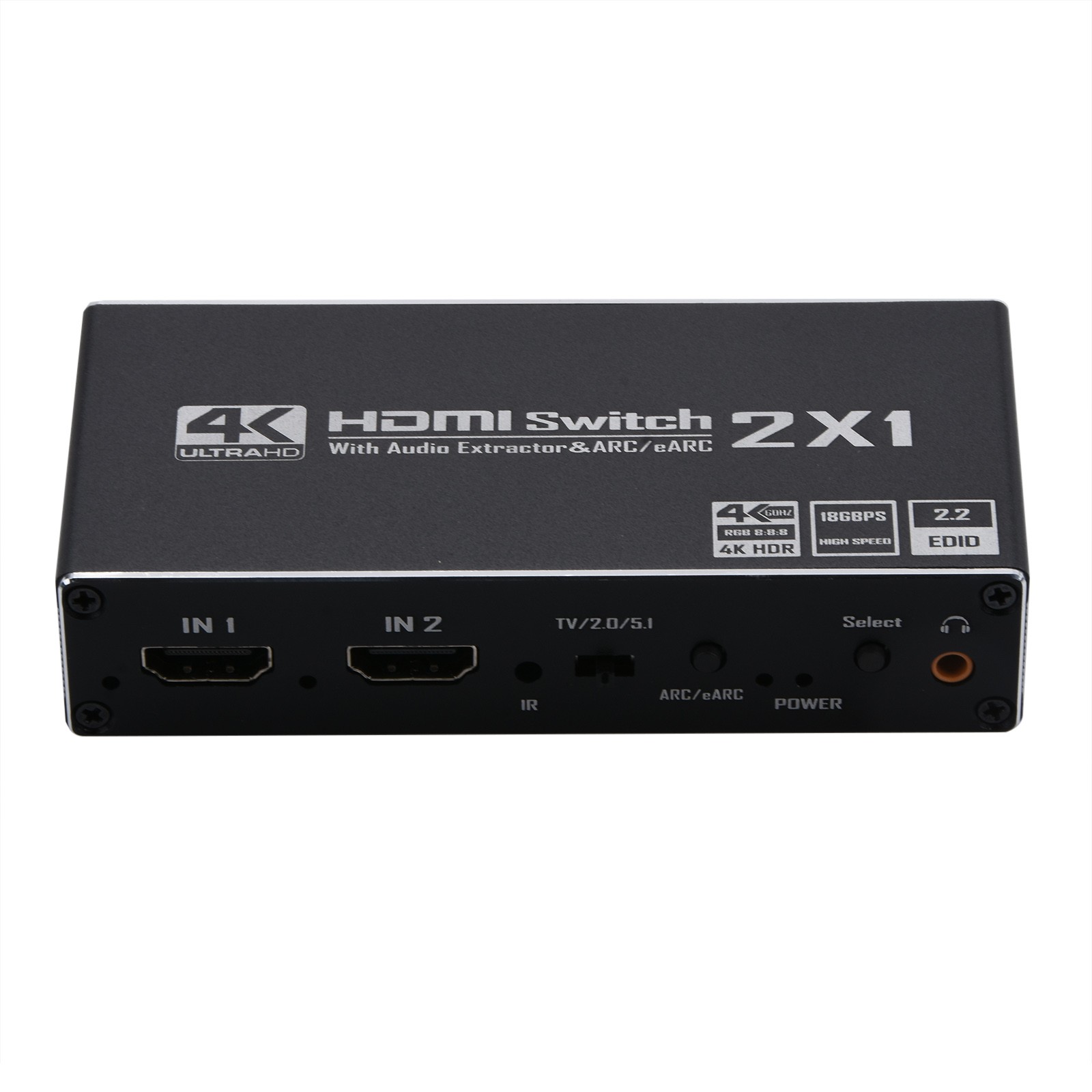 2x1 HDMI Switch Audio Extractor With R/L+Toslink Adapter Audio Switcher Selector