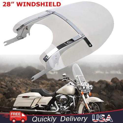28" Transparent Windshield For 1994-2020 Harley Road King TOURING Detachable US
