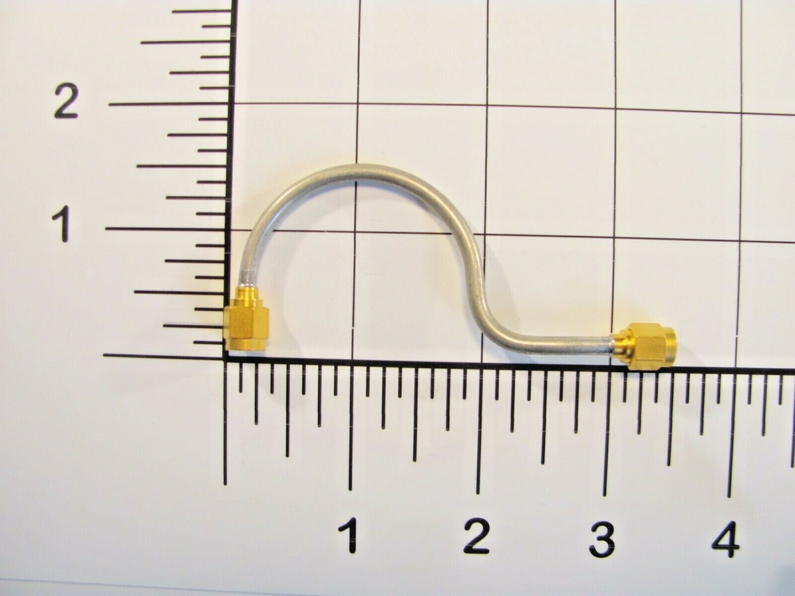 SMA Male to SMA Male (GOLD) .141 inch Semi-Rigid Coax Cable 3" Dog Leg <563>