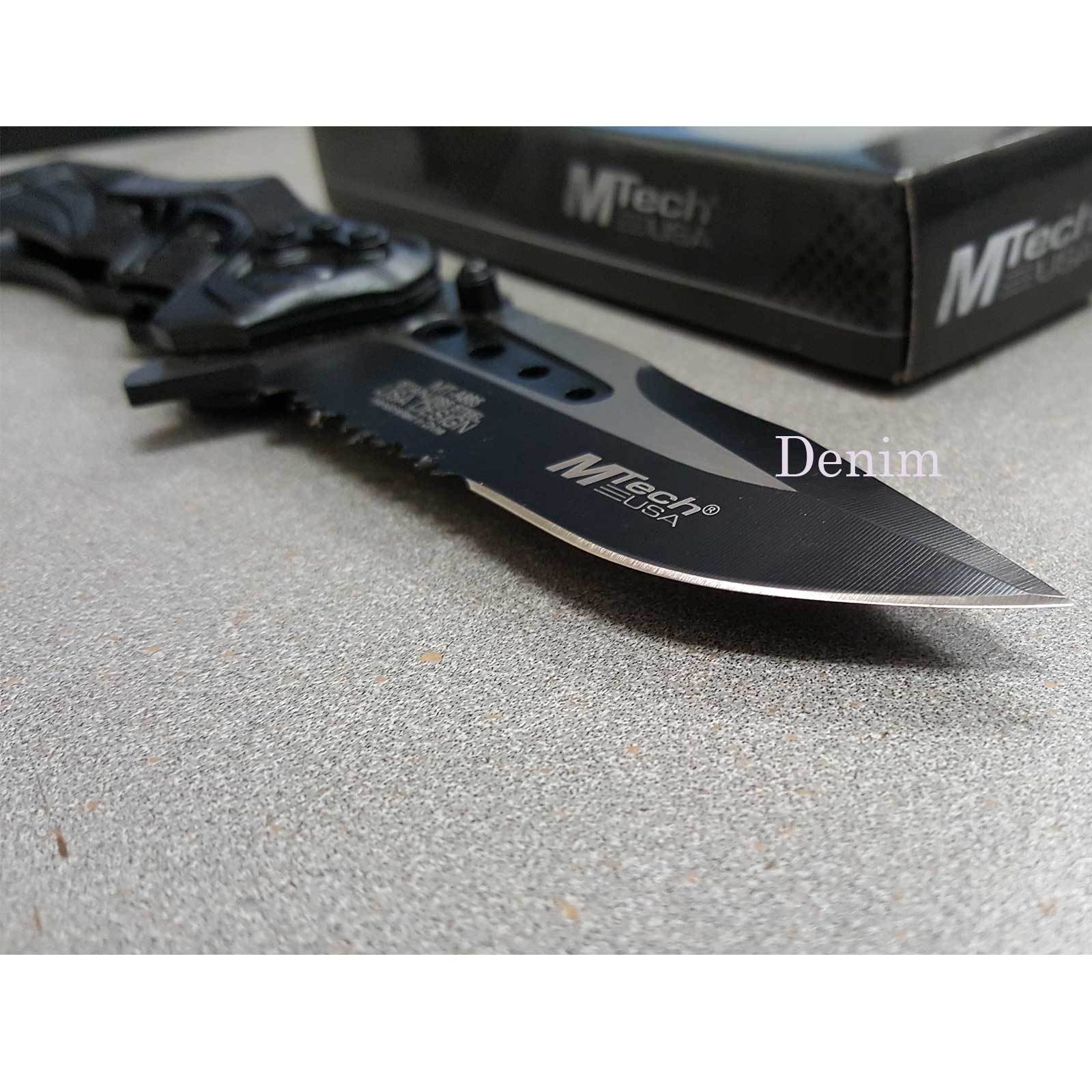 MTech BALLISTIC Assisted Opening Rescue POLICE BLACK Glass Breaker RESCUE Knife