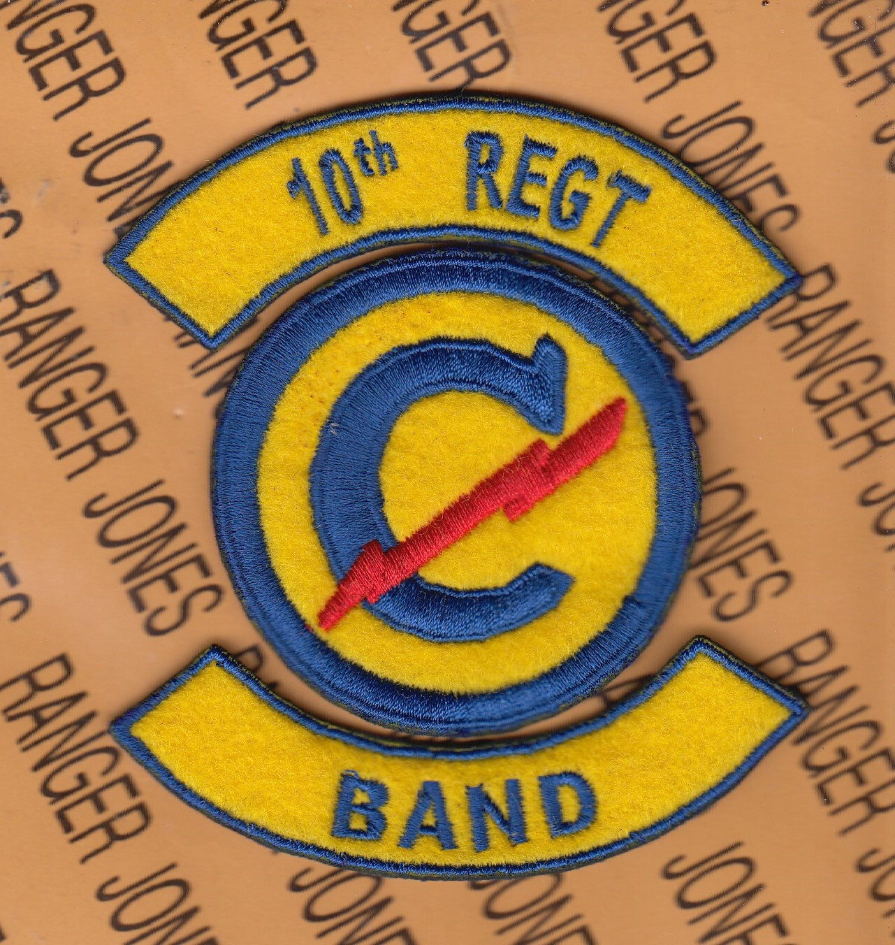 US Army 10th Constabulary Regiment Band ~4" patch tab set