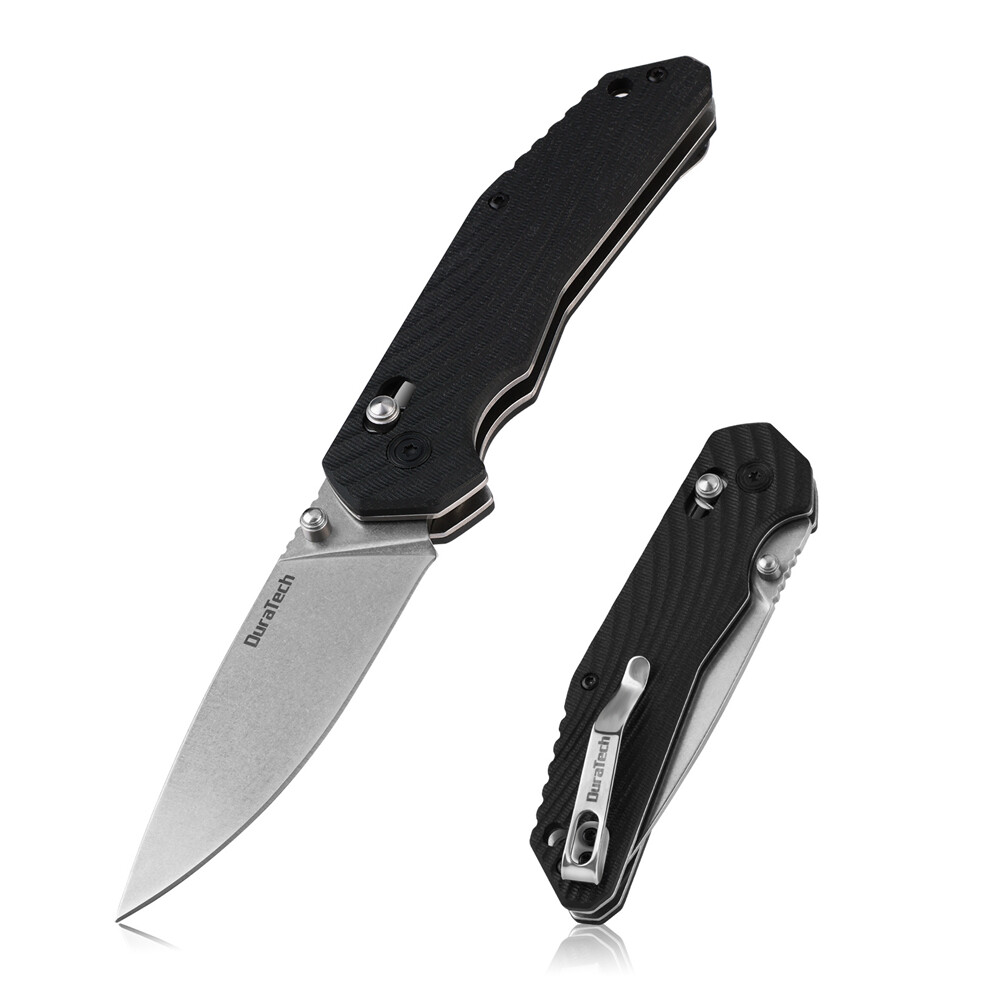 DURATECH Folding Pocket Knife 4-1/2" EDC Knife Drop Point Blade With G10 Handle
